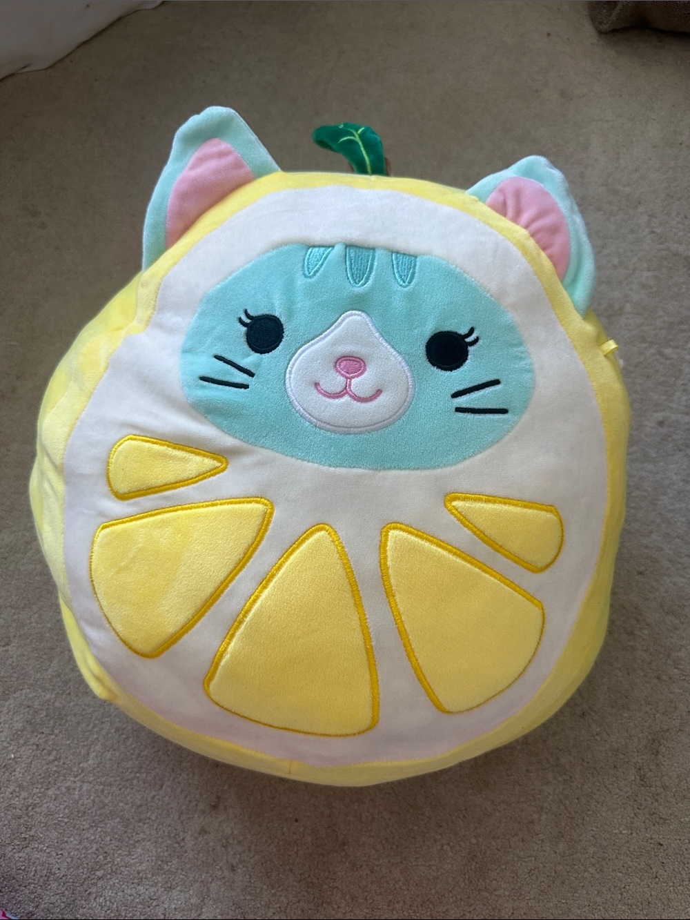 Yellow Lemon Cat Plush Squishmallows- Soft Decorative Cushion